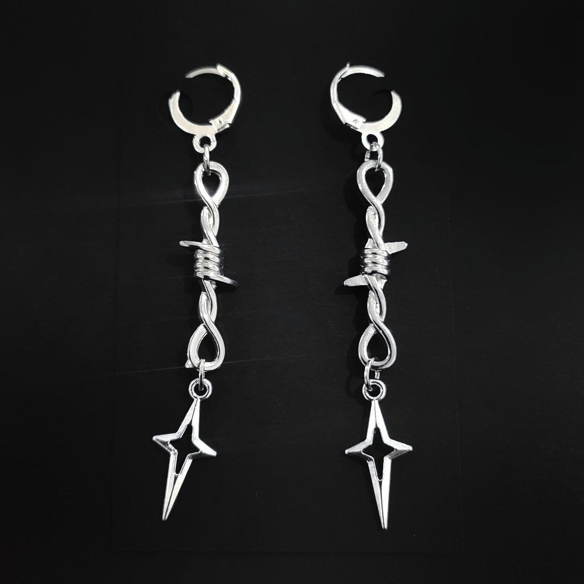 Barb Wire Star Drop Earrings