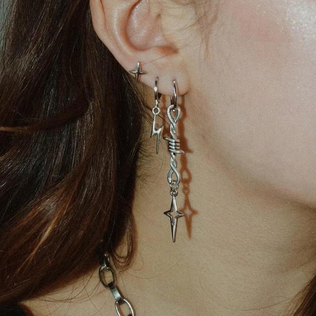 Barb Wire Star Drop Earrings