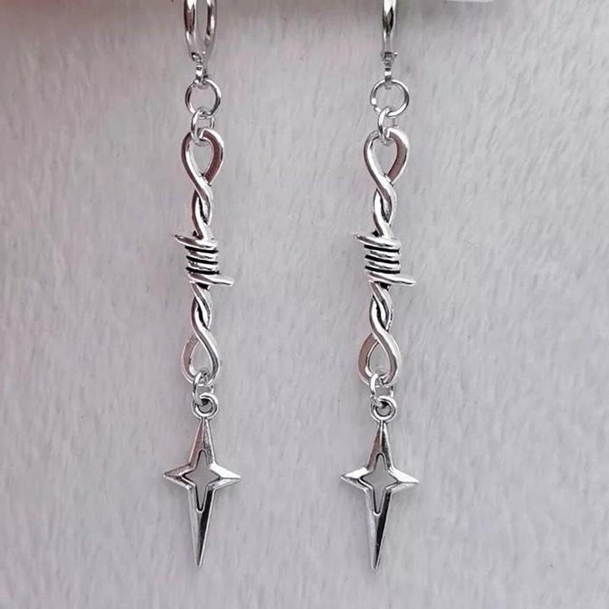 Barb Wire Star Drop Earrings