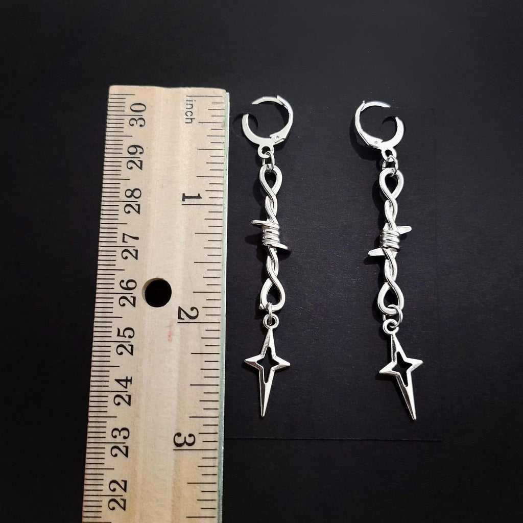 Barb Wire Star Drop Earrings