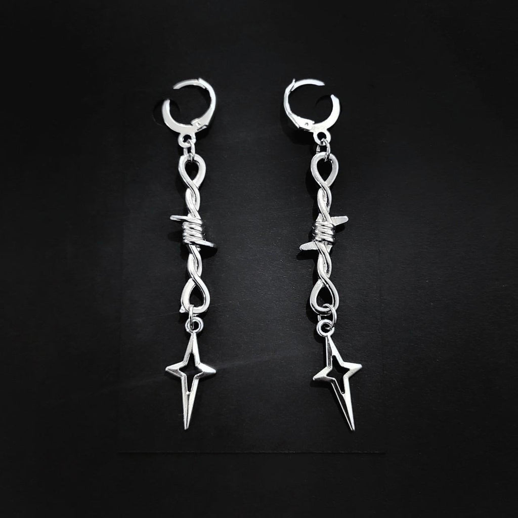 Barb Wire Star Drop Earrings