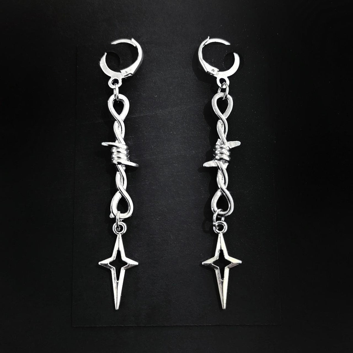 Barb Wire Star Drop Earrings