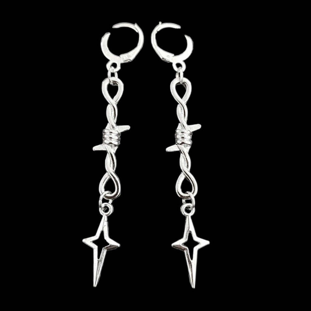 Barb Wire Star Drop Earrings