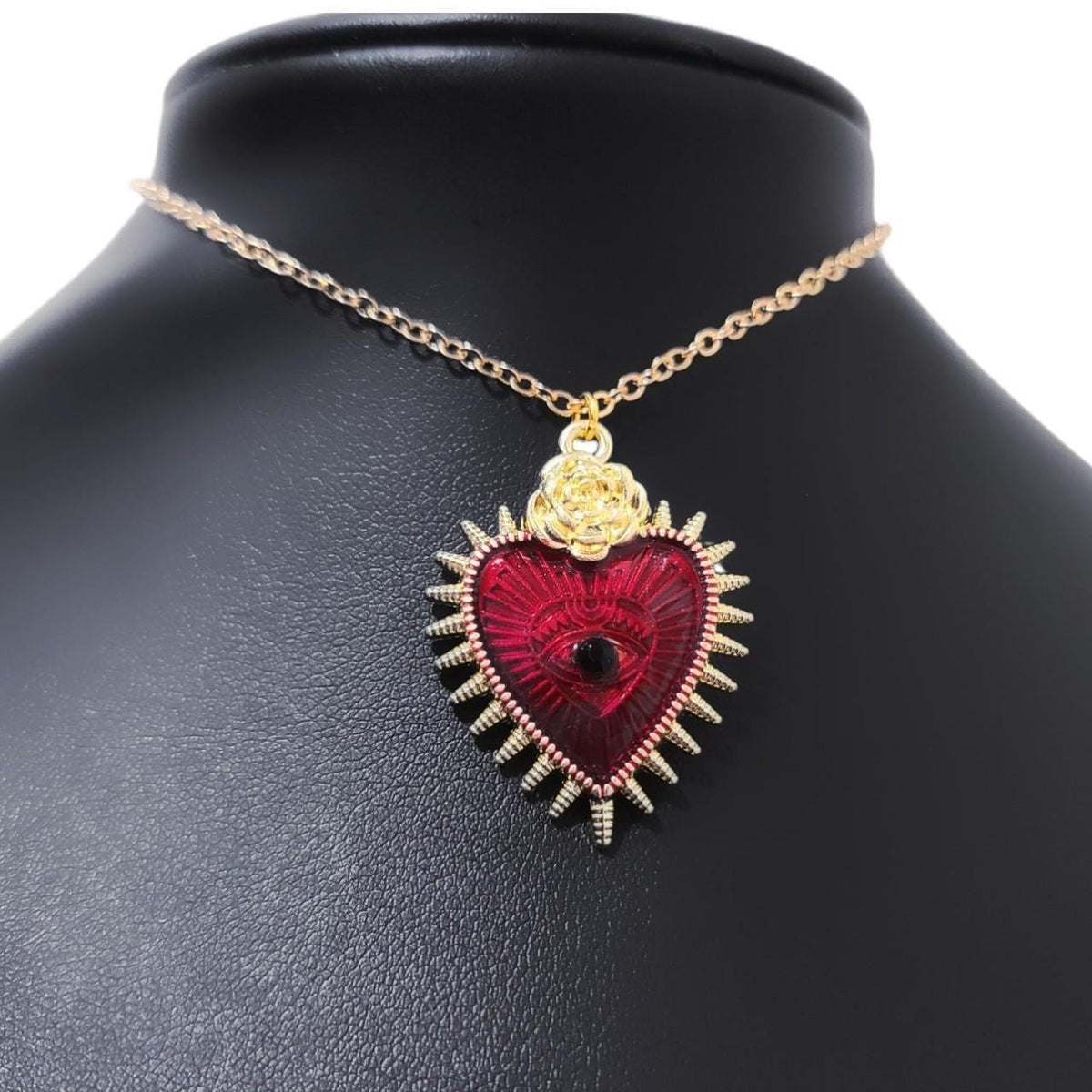 Red Gold Sacred Heart Choker