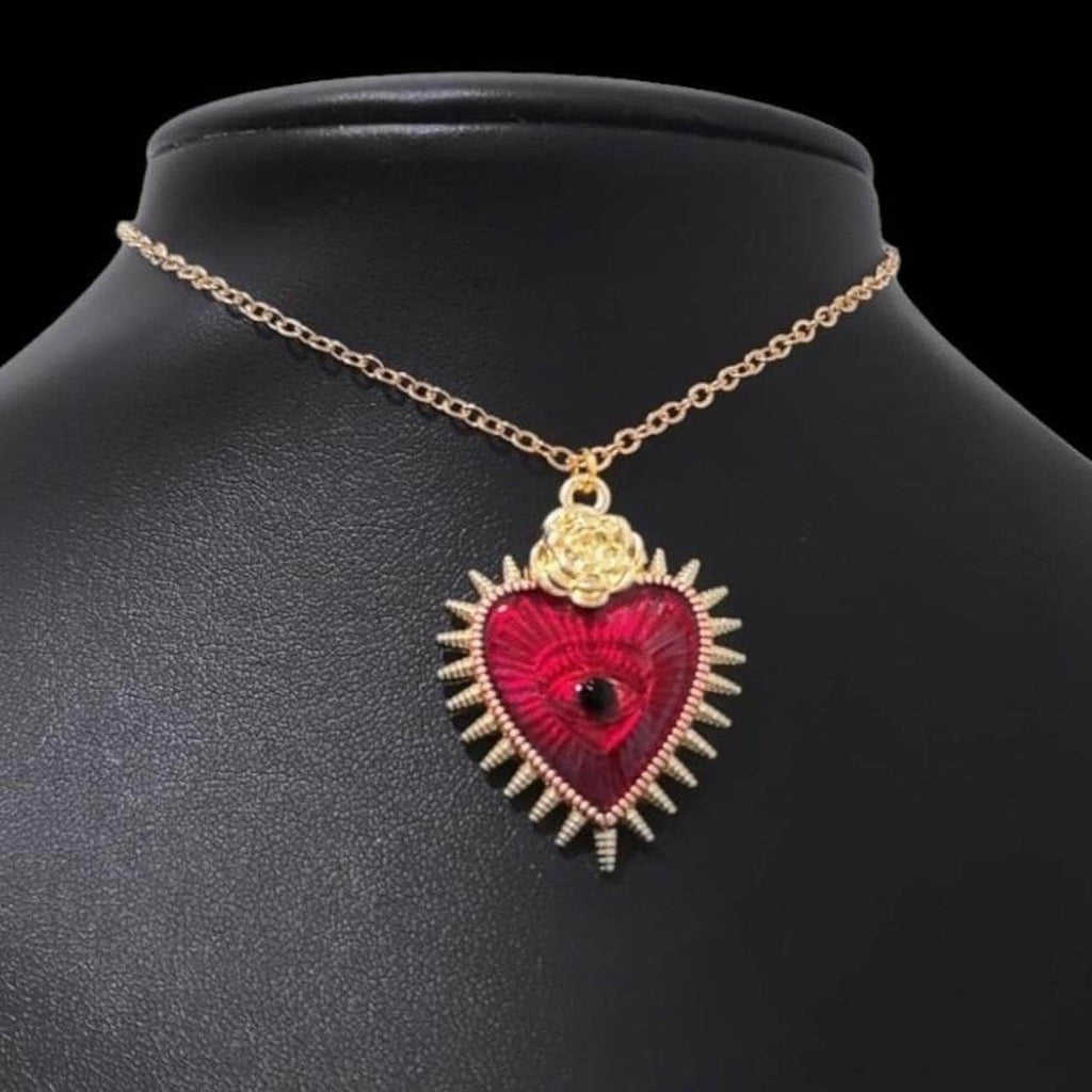 Red Gold Sacred Heart Choker