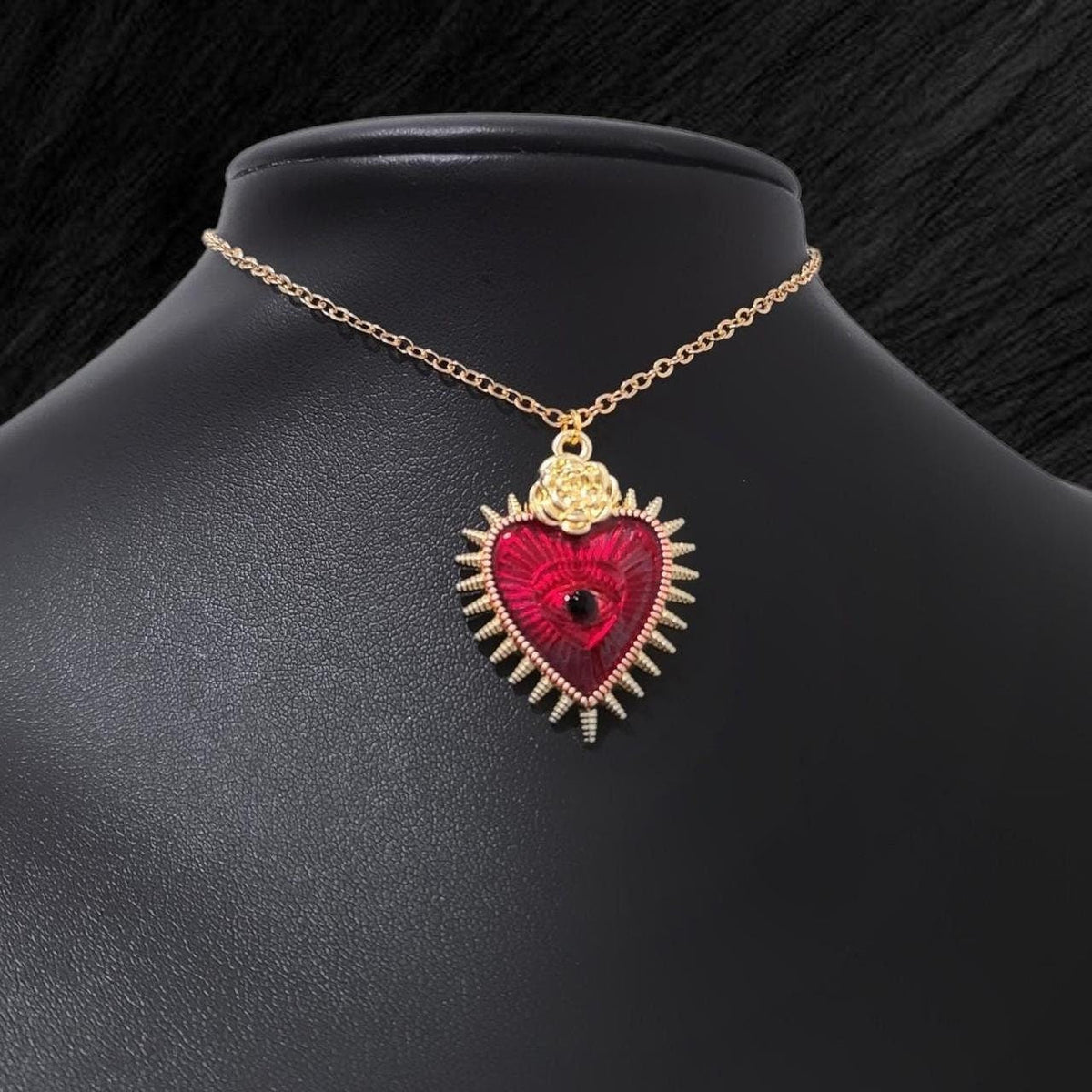 Red Gold Sacred Heart Choker