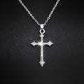 16" Silver Crystal Cross Pendant Necklace 215