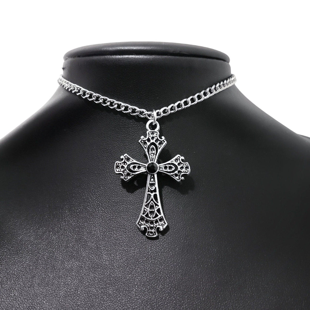 Gothic Cross Choker 023-Black