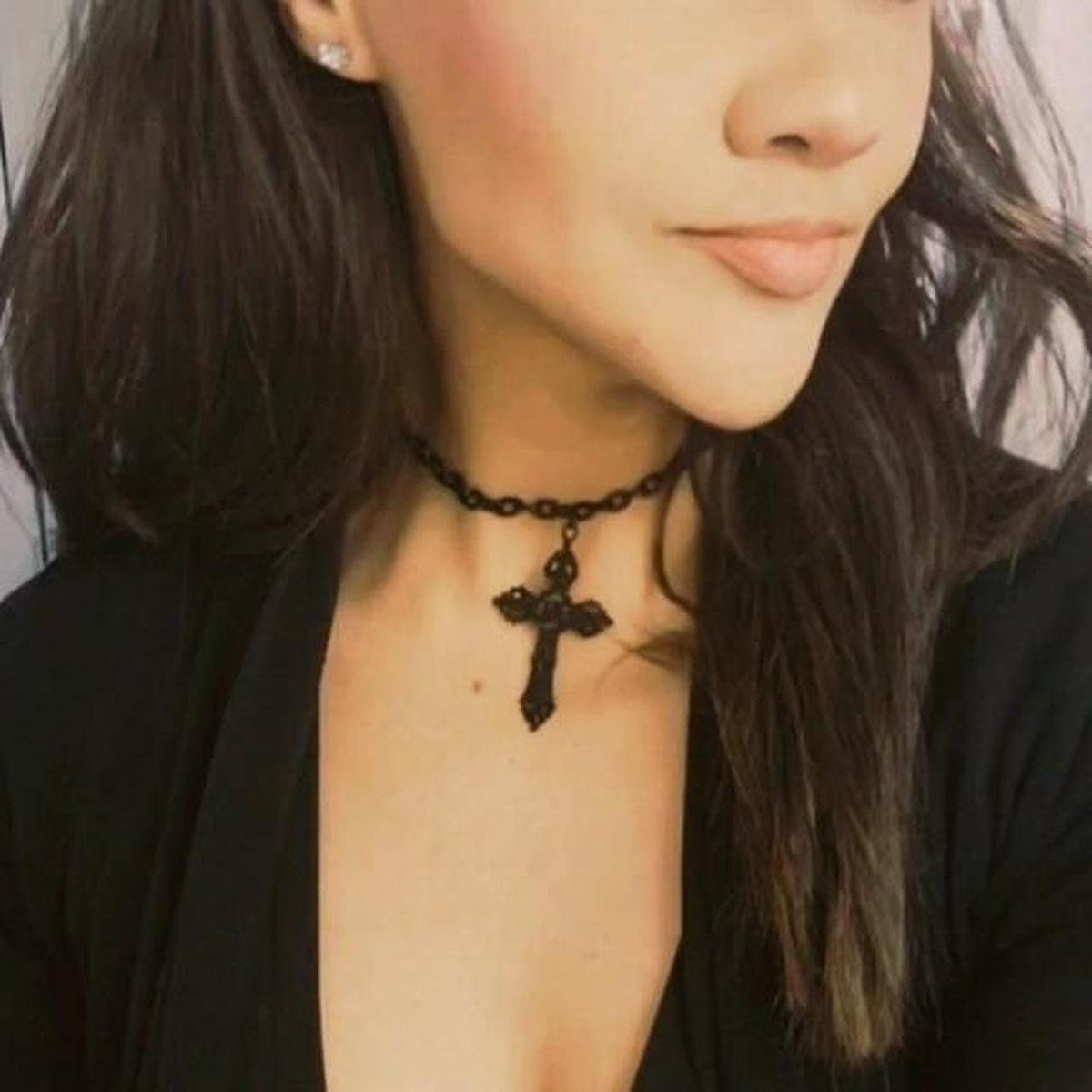 Gothic Black Cross Choker 021 (CC)