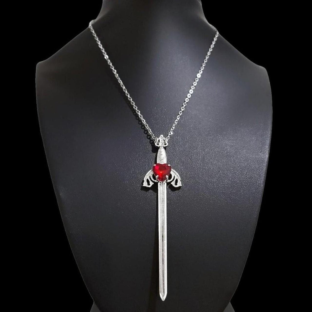 Gothic Heart Sword Necklace 011