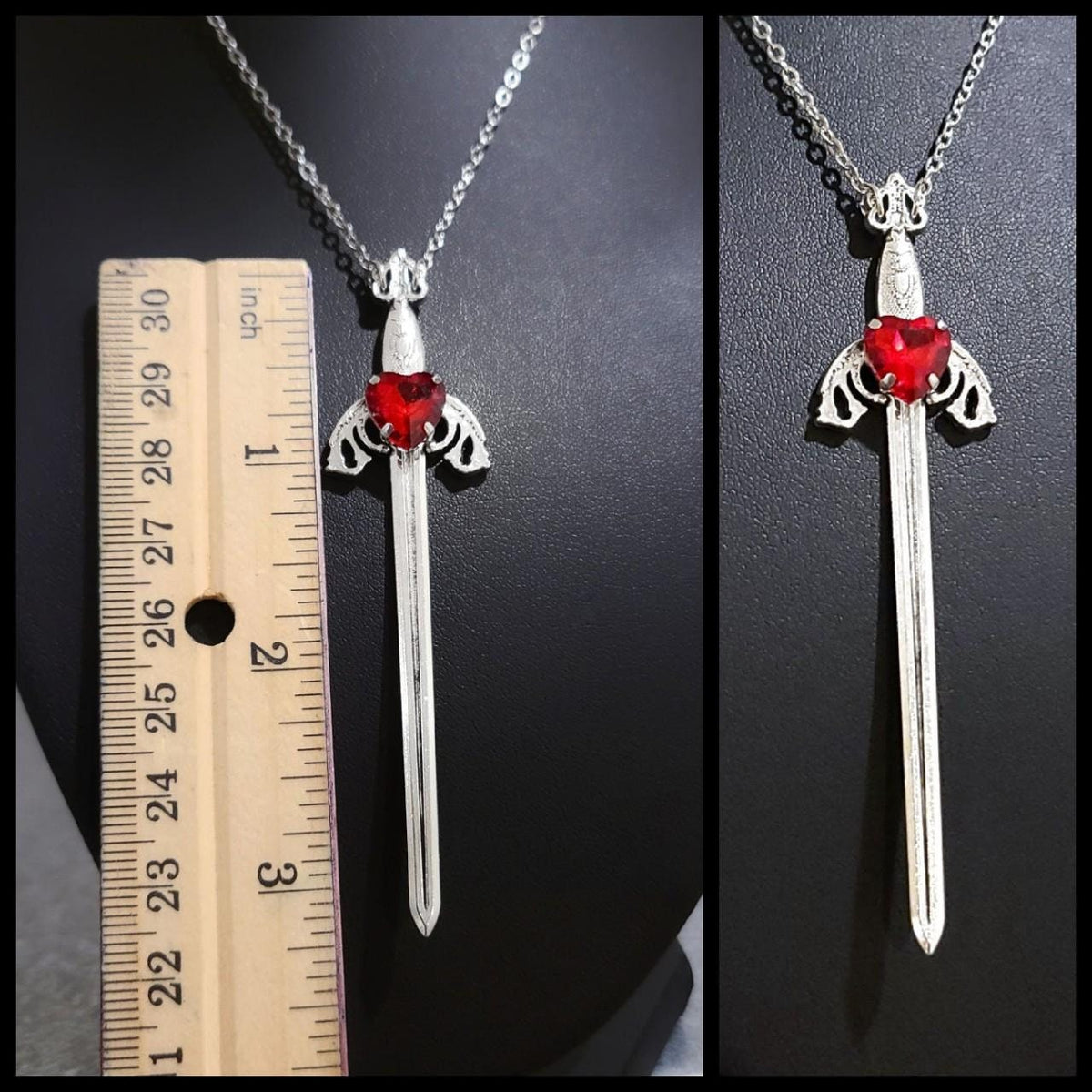 Gothic Heart Sword Necklace 011