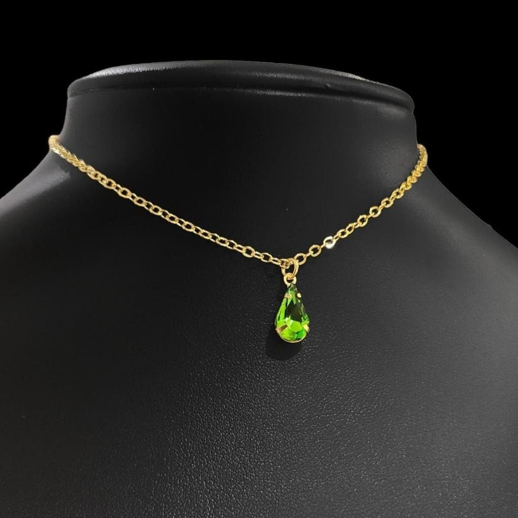 Green Gold Teardrop Choker.