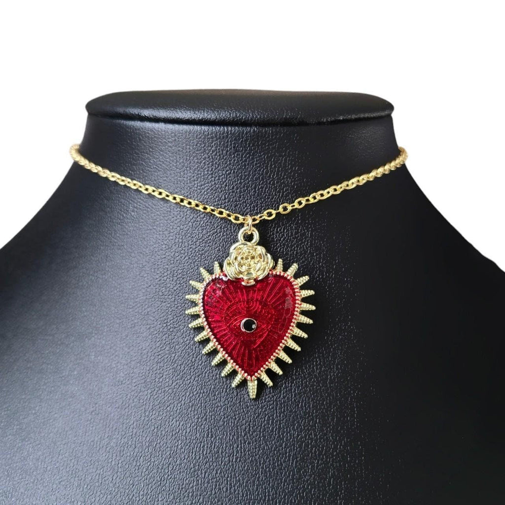 Red Gold Sacred Heart Choker