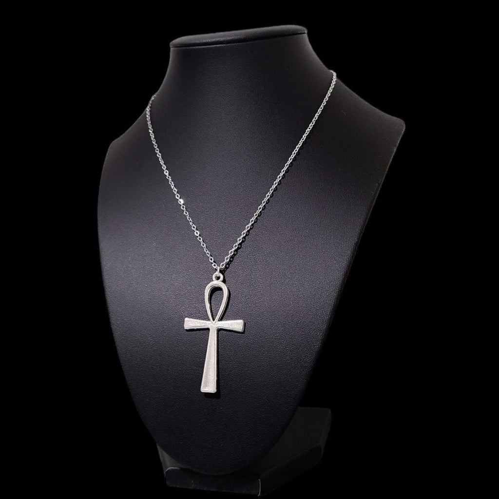 18" Silver Ankh Pendant Necklace 001