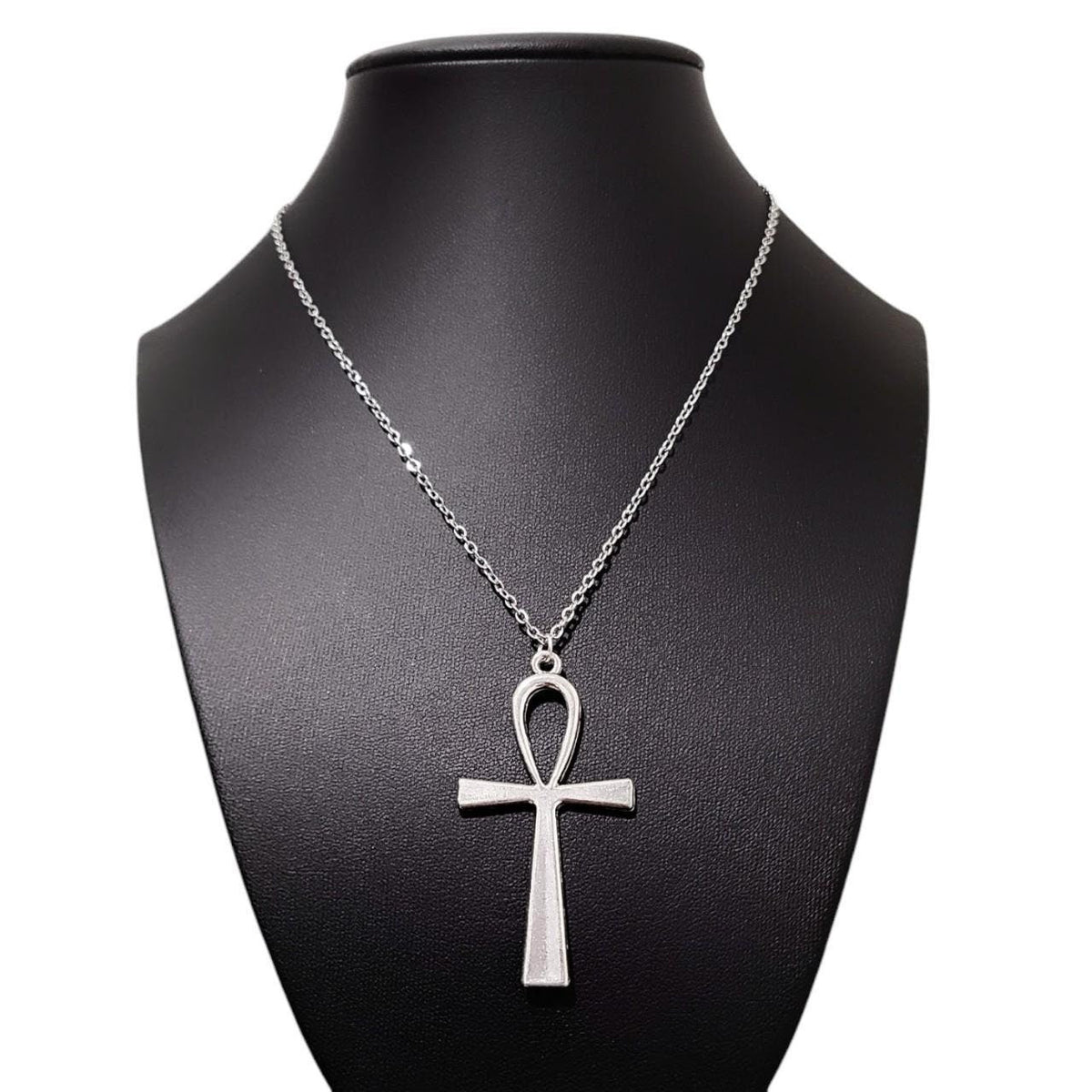 18" Silver Ankh Pendant Necklace 001