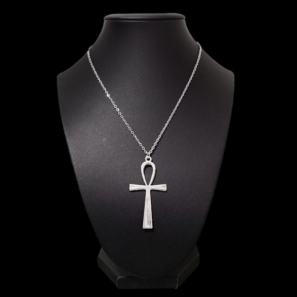 18" Silver Ankh Pendant Necklace 001