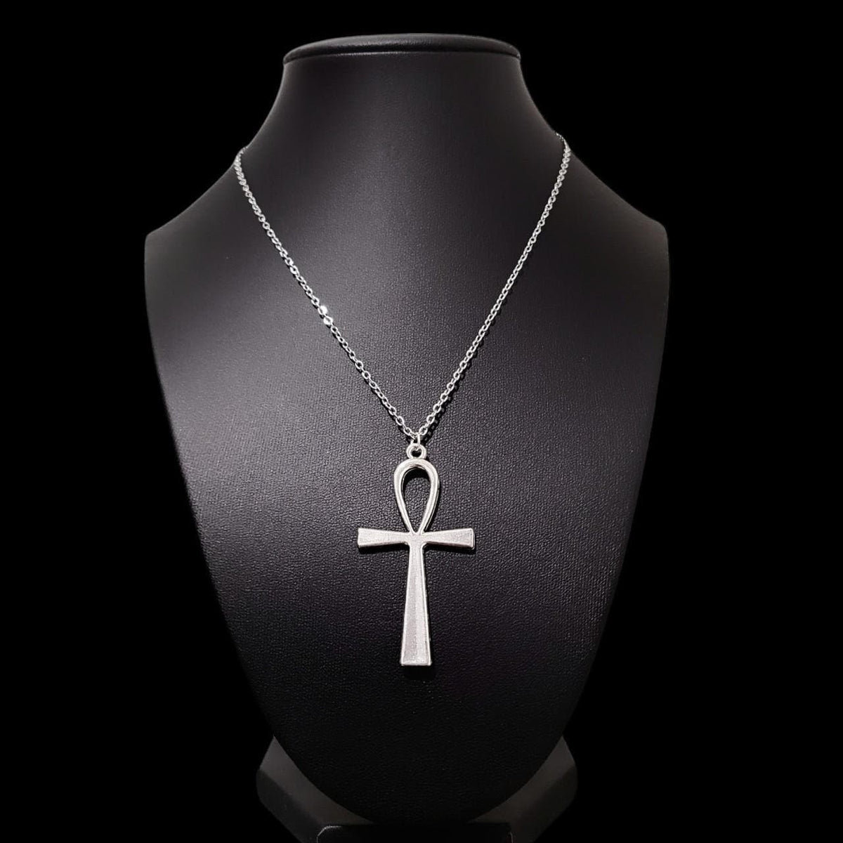 18" Silver Ankh Pendant Necklace 001