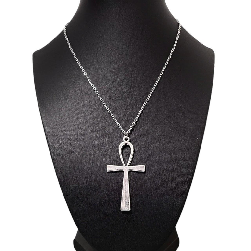 18" Silver Ankh Pendant Necklace 001