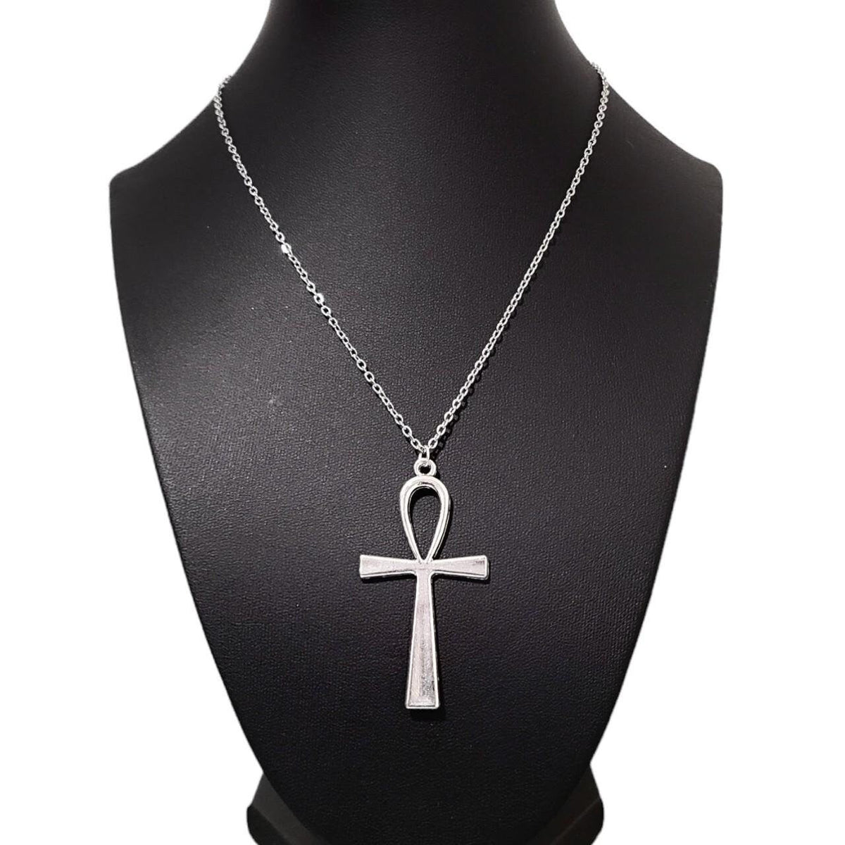 18" Silver Ankh Pendant Necklace 001