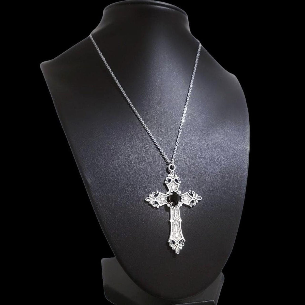 18" Cross Necklace 021-BLACK