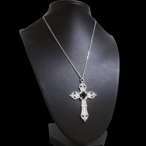 18" Cross Necklace 021-BLACK