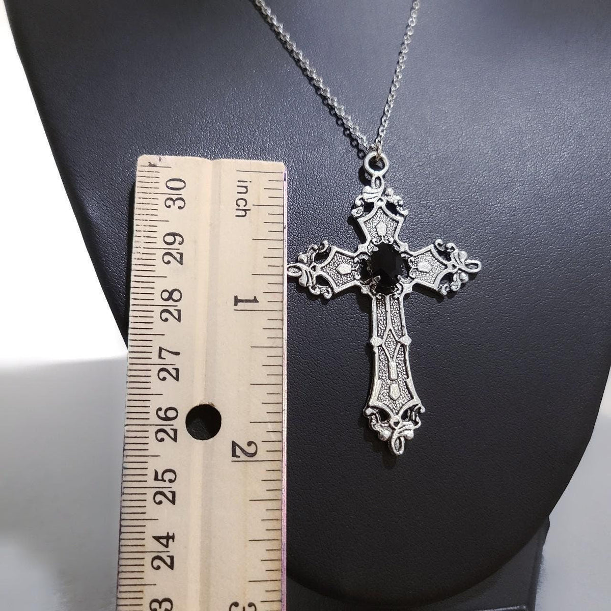 18" Cross Necklace 021-BLACK