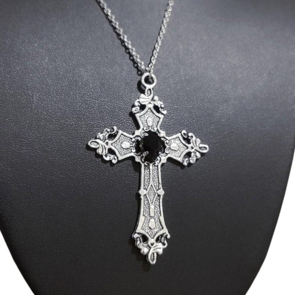 18" Cross Necklace 021-BLACK