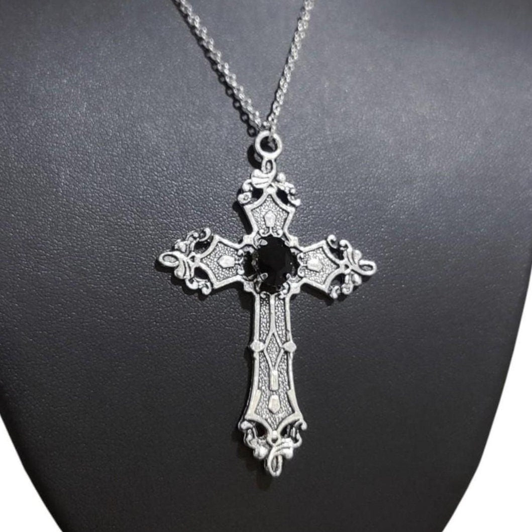 18" Cross Necklace 021-BLACK