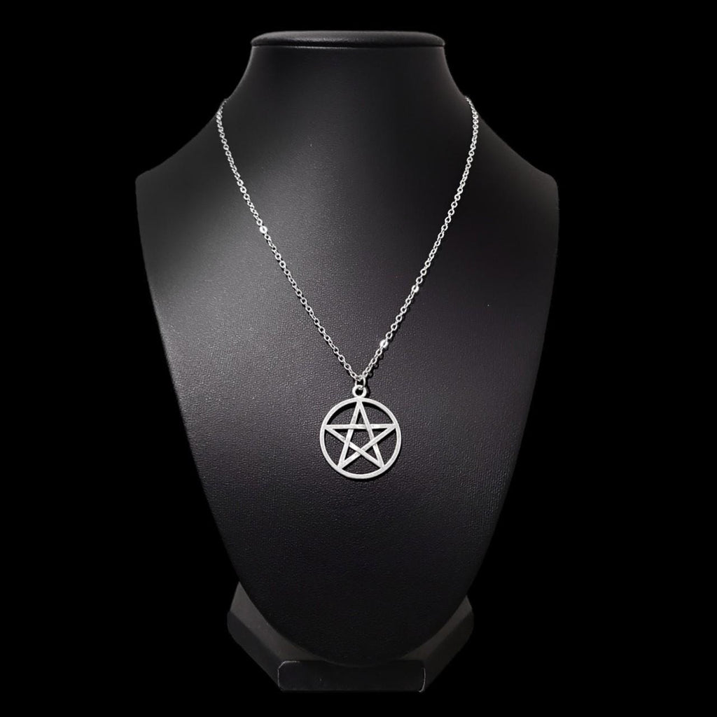 18" Silver Pentagram Necklace 005