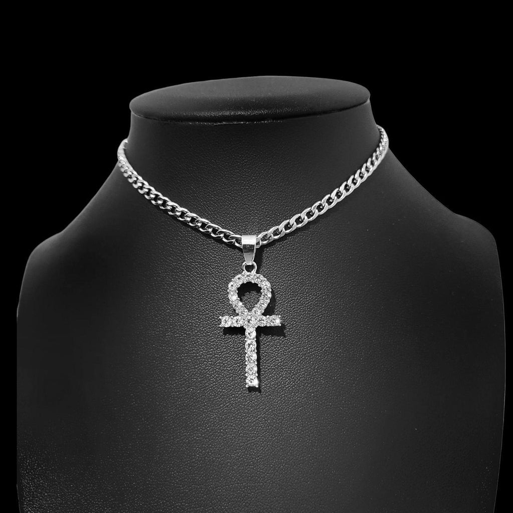 Crystal Ankh Choker Necklace - Stainless Steel