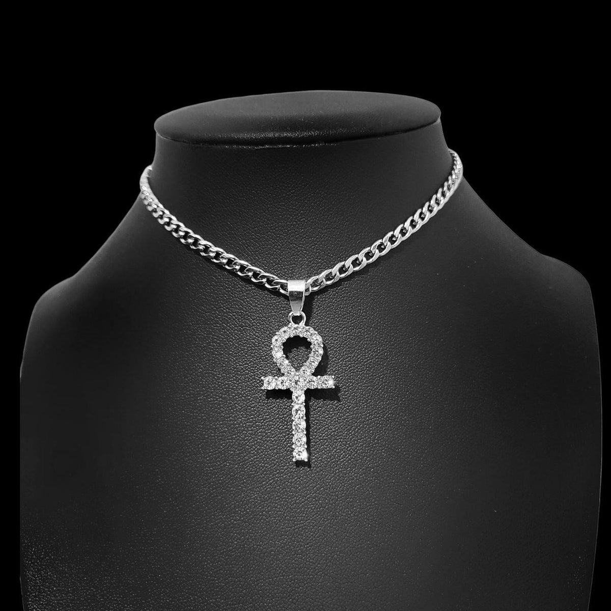 Crystal Ankh Choker Necklace - Stainless Steel