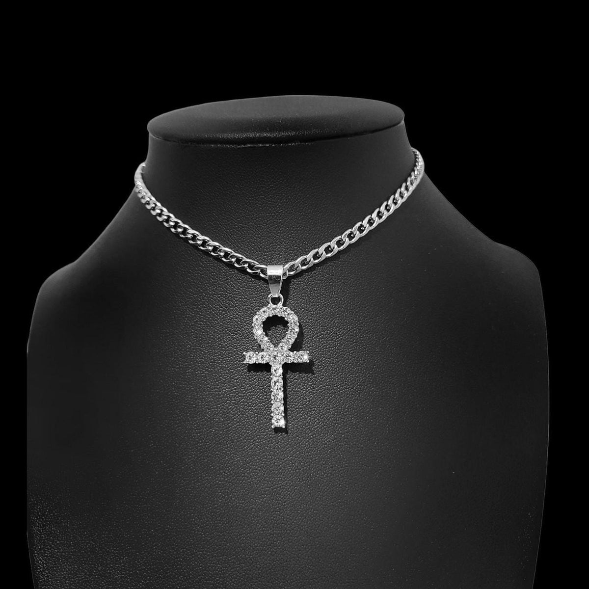 Crystal Ankh Choker Necklace - Stainless Steel