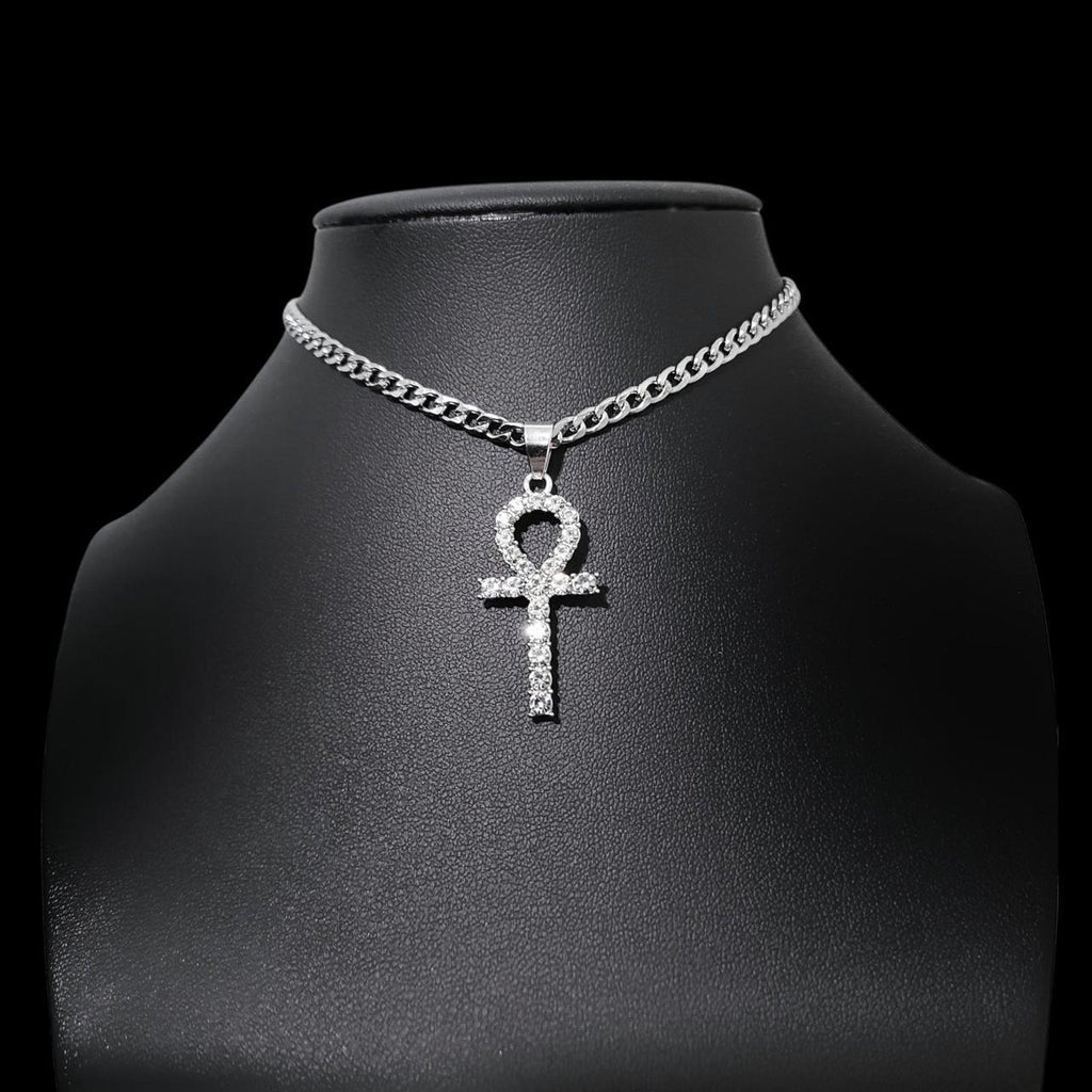 Crystal Ankh Choker Necklace - Stainless Steel