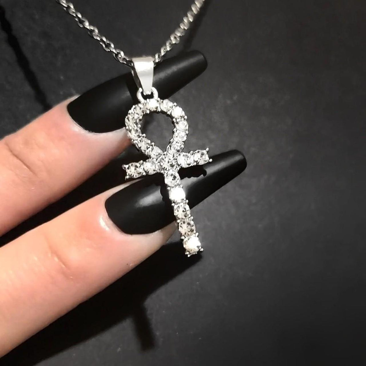 Crystal Ankh Choker Necklace - Stainless Steel
