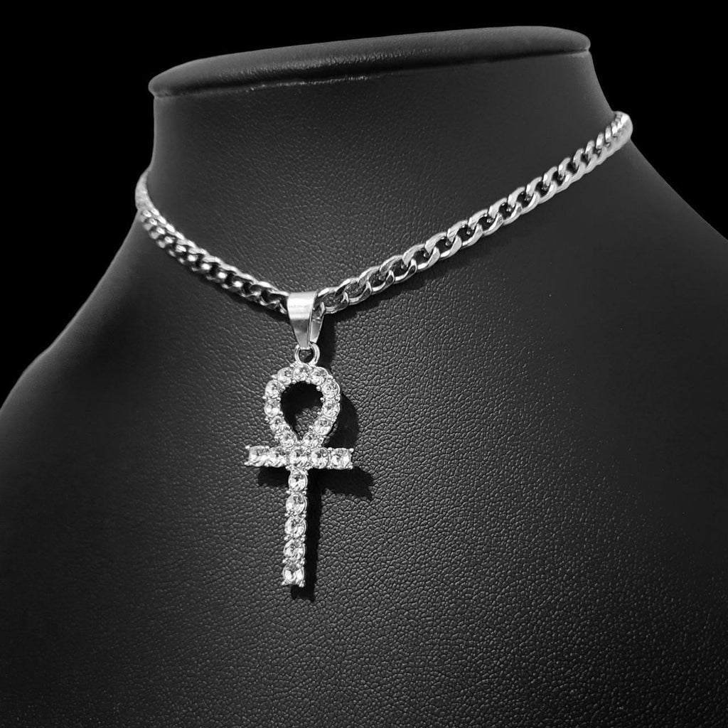 Crystal Ankh Choker Necklace - Stainless Steel