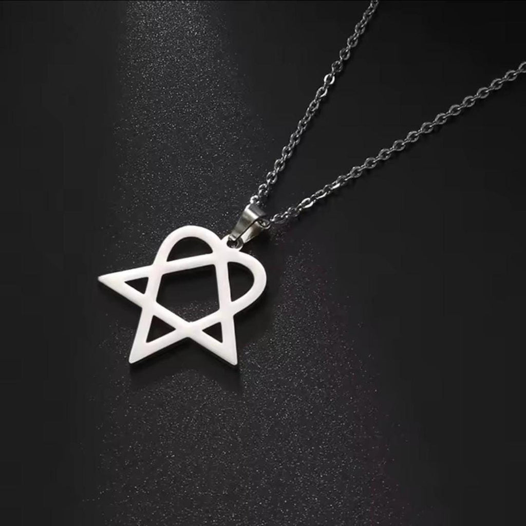 16" Silver Heartagram Pendant Necklace
