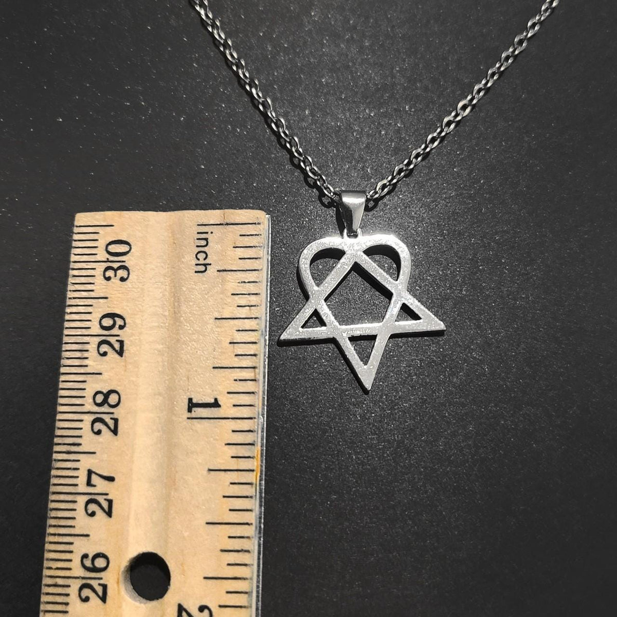 16" Silver Heartagram Pendant Necklace