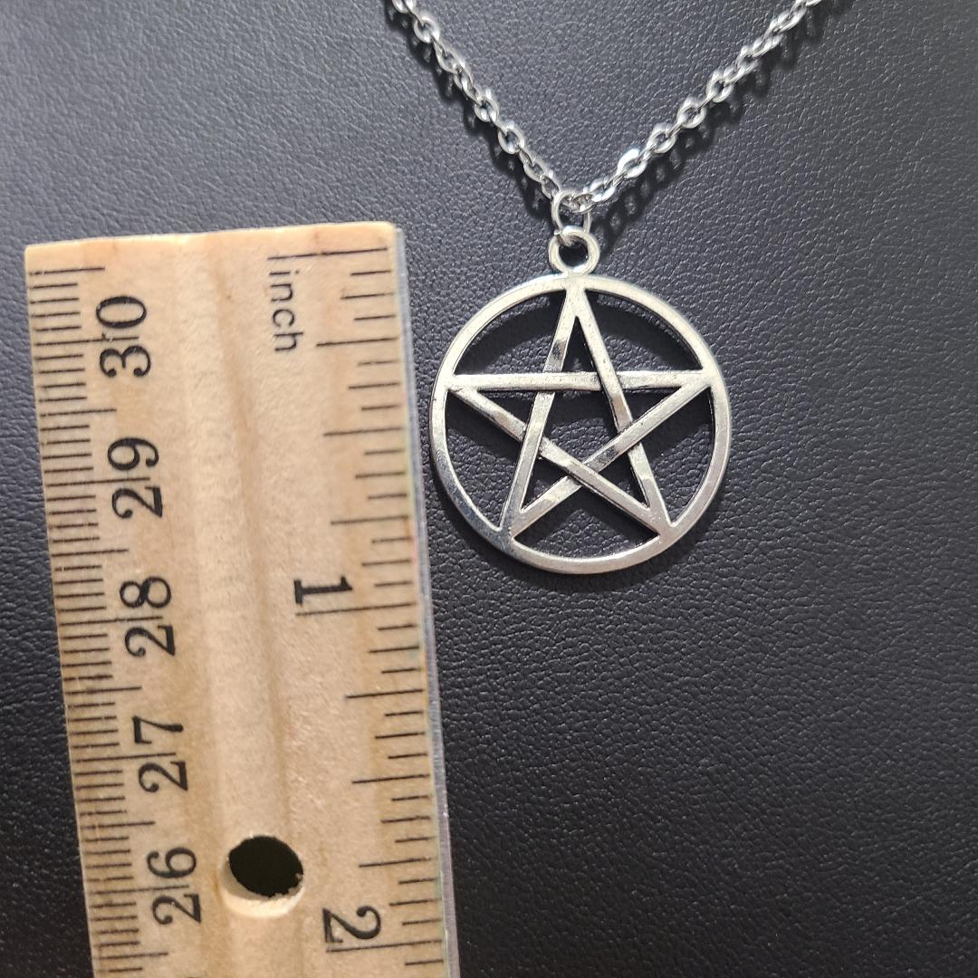 18" Silver Pentagram Necklace 005