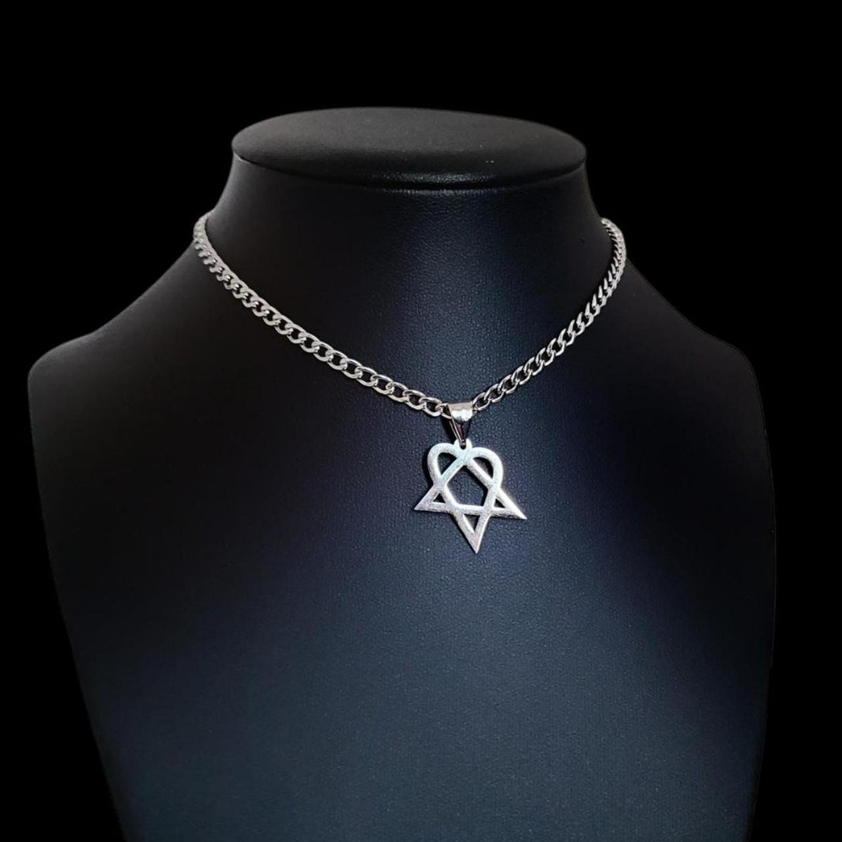 Stainless Steel Heartagram Choker Necklace - SILVER (CC)