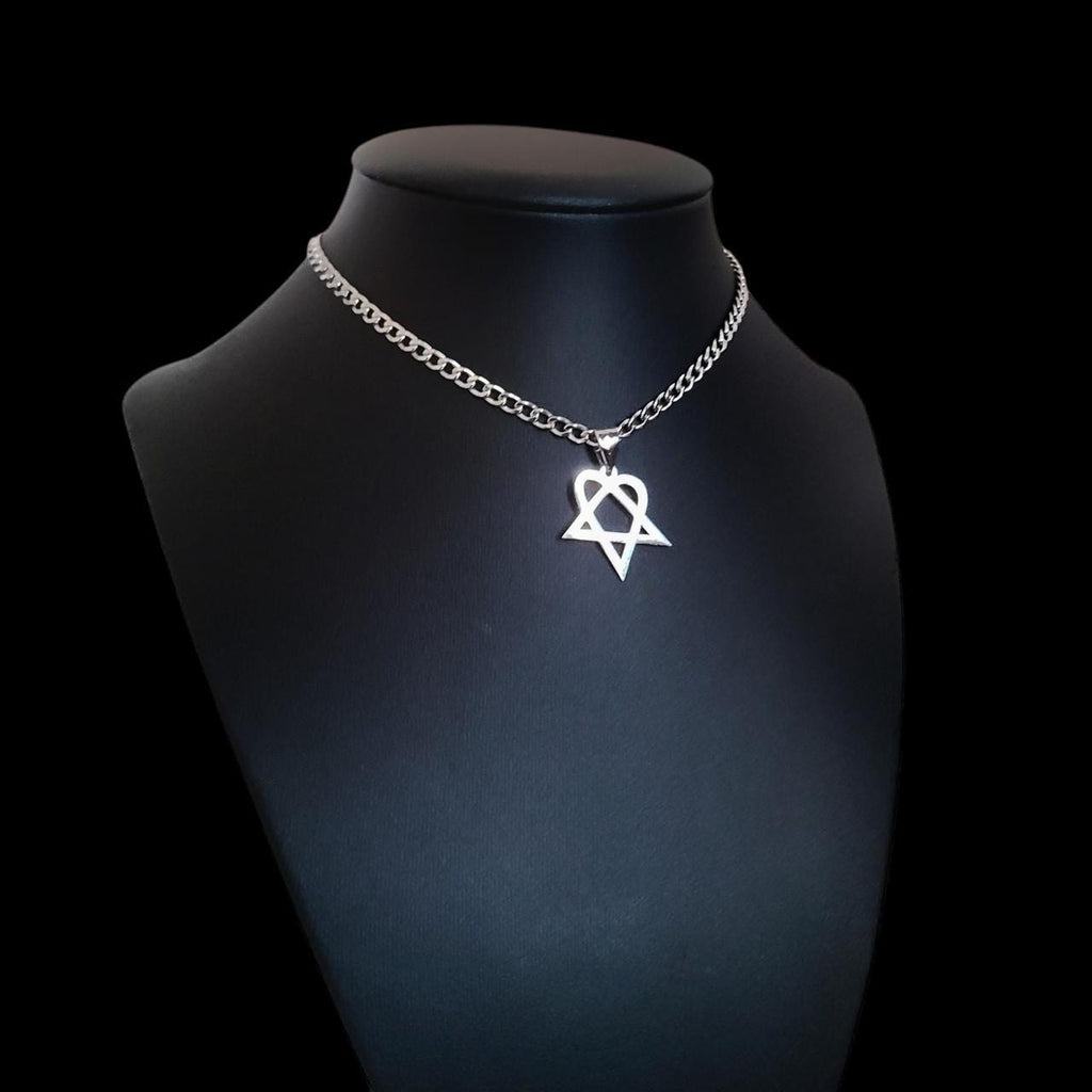Stainless Steel Heartagram Choker Necklace - SILVER (CC)