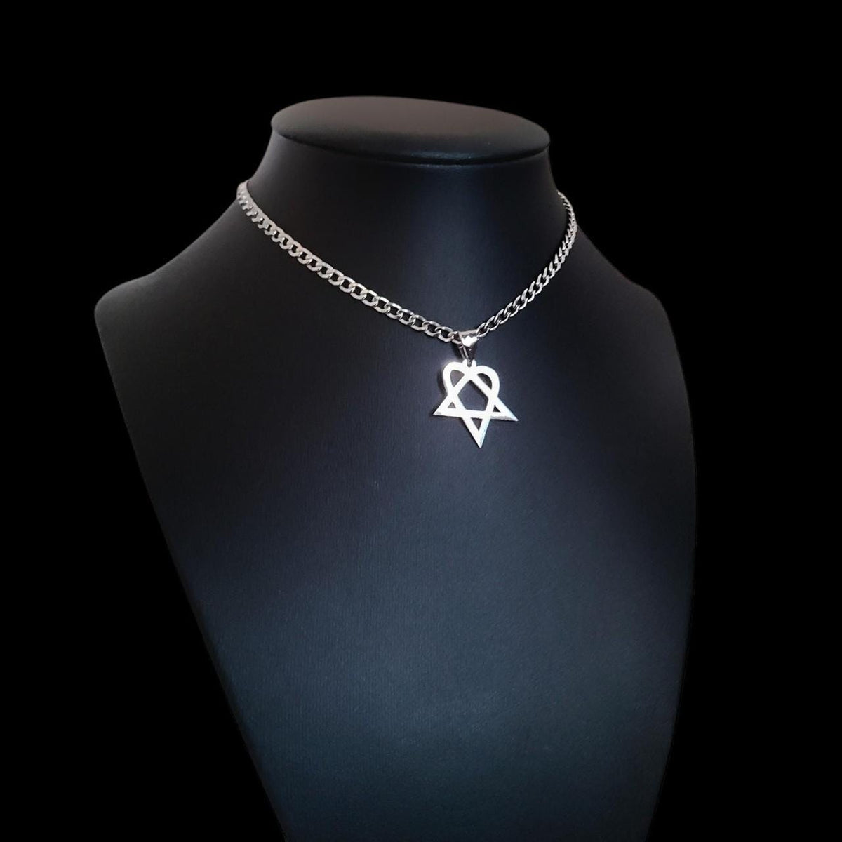 Stainless Steel Heartagram Choker Necklace - SILVER (CC)