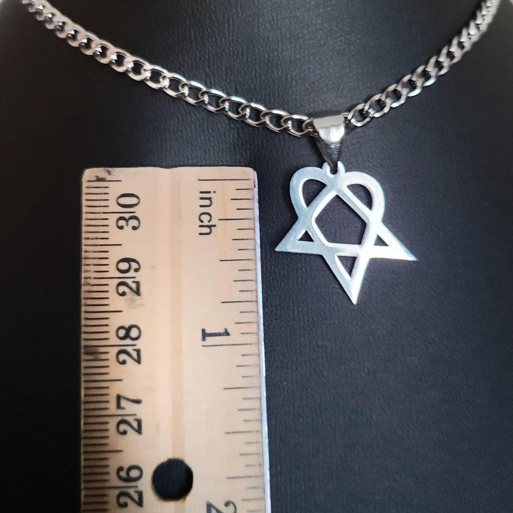 Stainless Steel Heartagram Choker Necklace - SILVER (CC)
