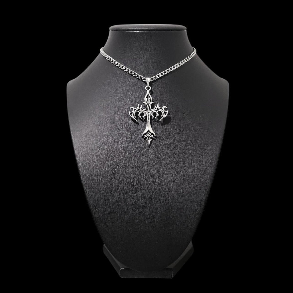 Silver Gothic Cross Choker - CC