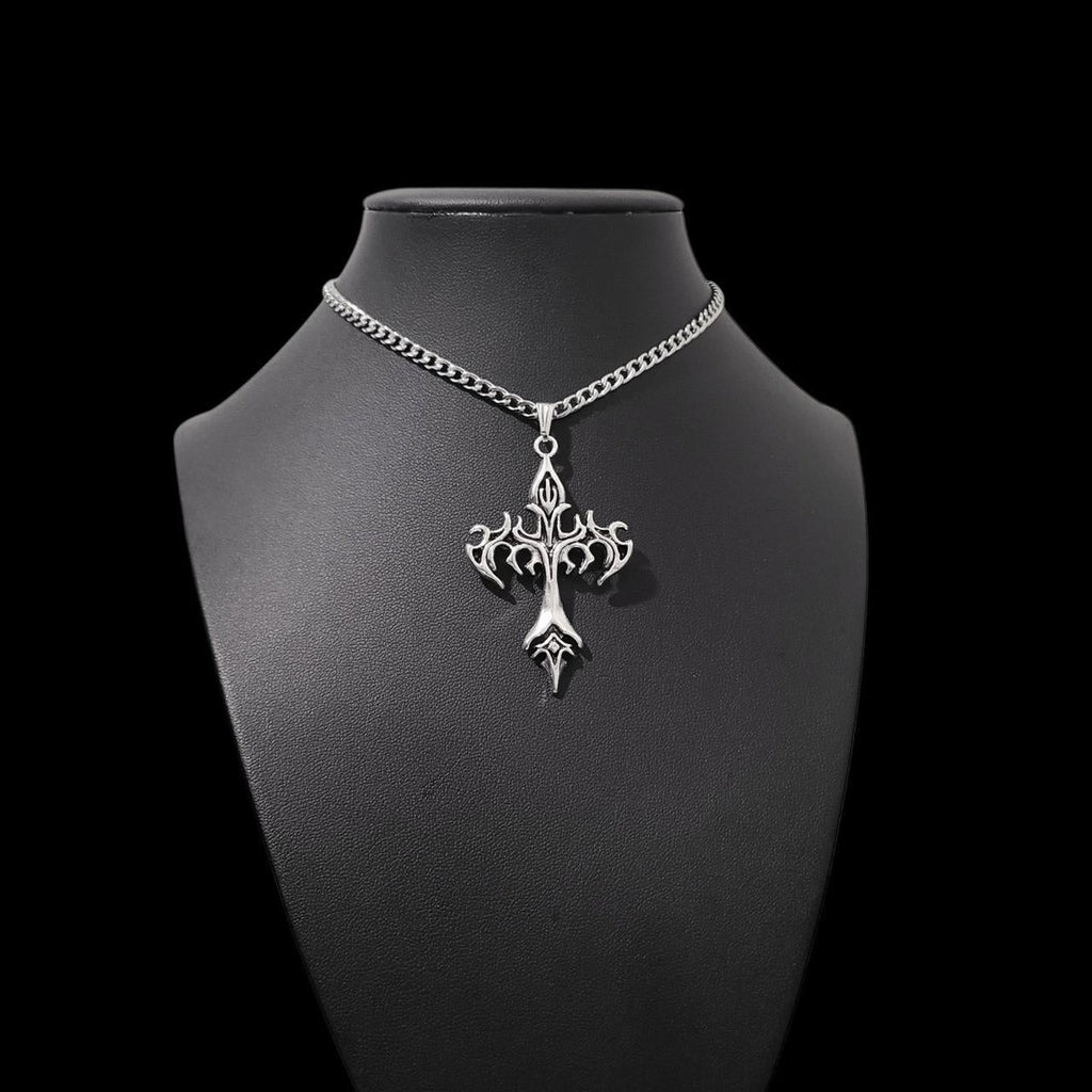 Silver Gothic Cross Choker - CC