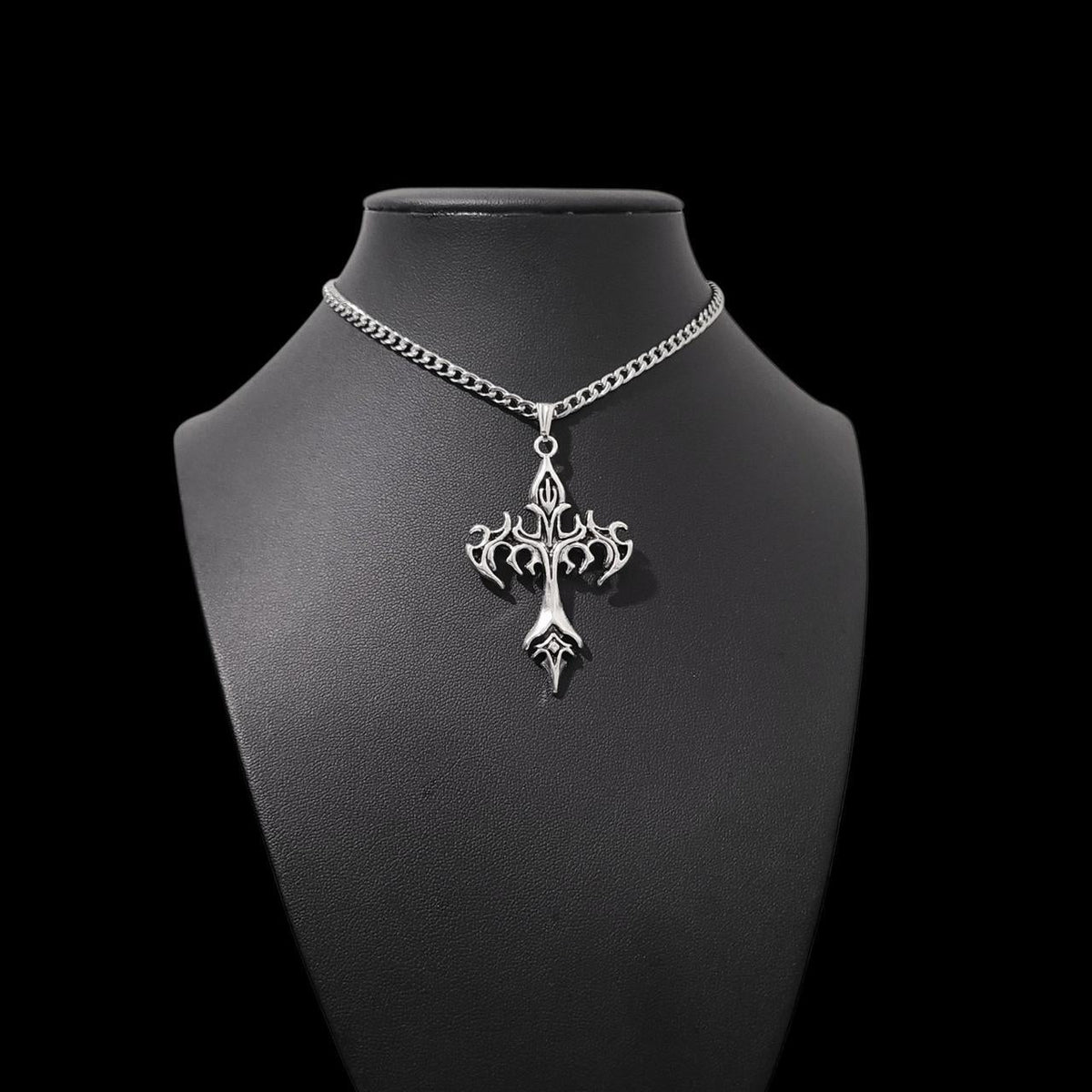 Silver Gothic Cross Choker - CC