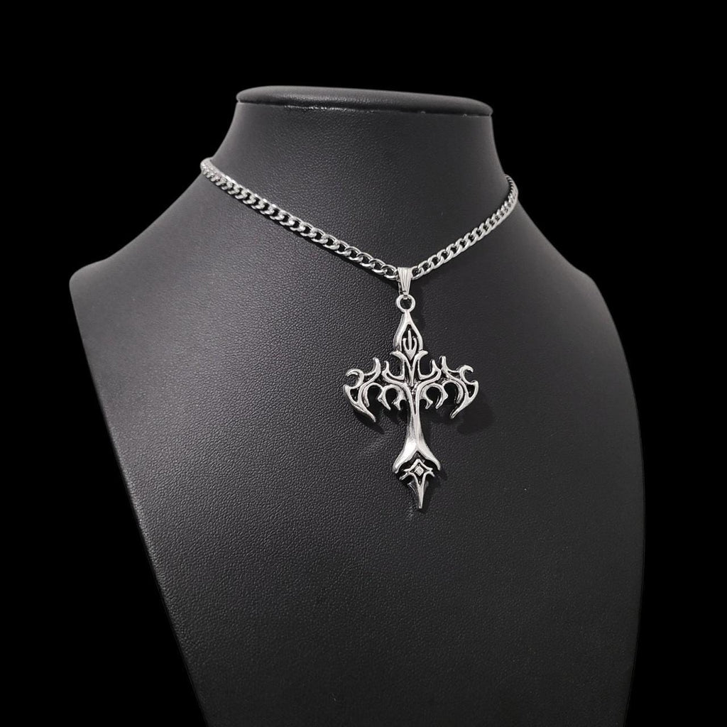 Silver Gothic Cross Choker - CC