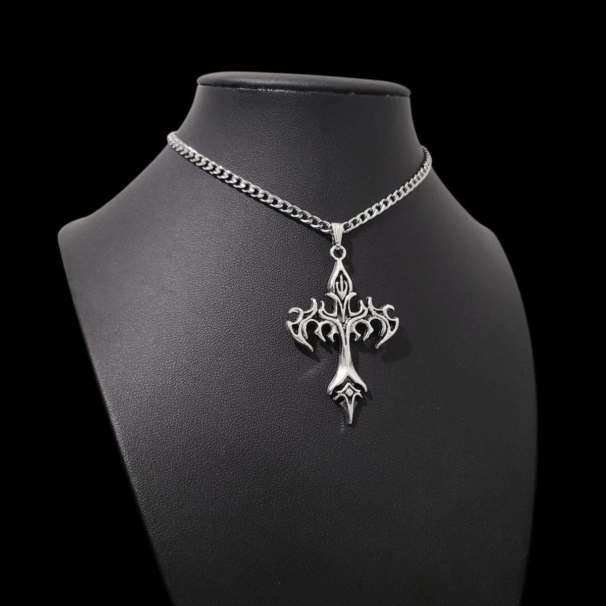 Silver Gothic Cross Choker - CC