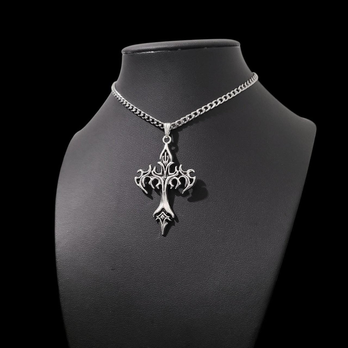 Silver Gothic Cross Choker - CC