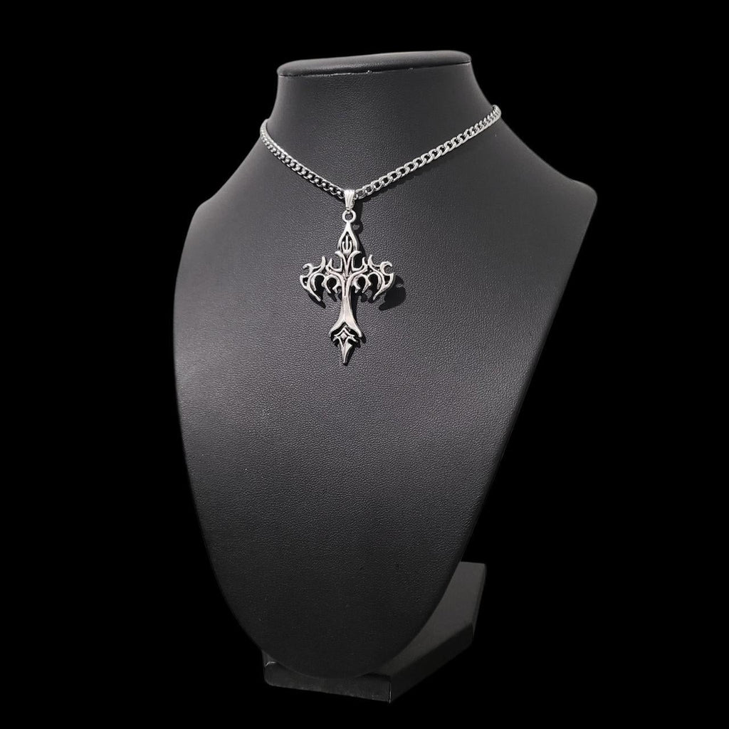 Silver Gothic Cross Choker - CC