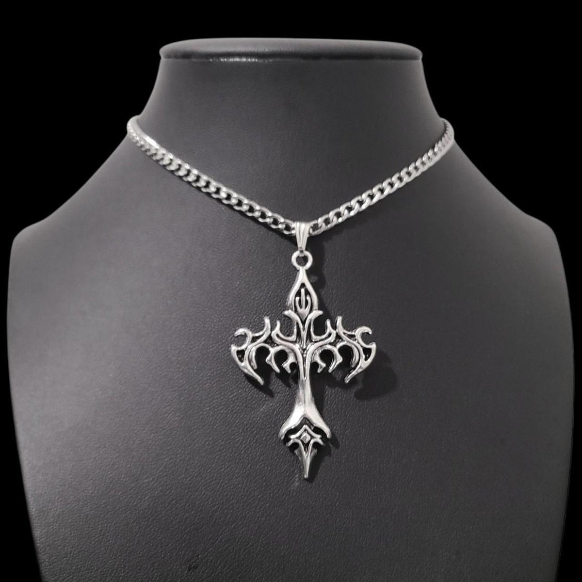 Silver Gothic Cross Choker - CC